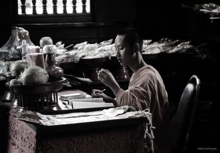 Thai Buddhist Monk Studying